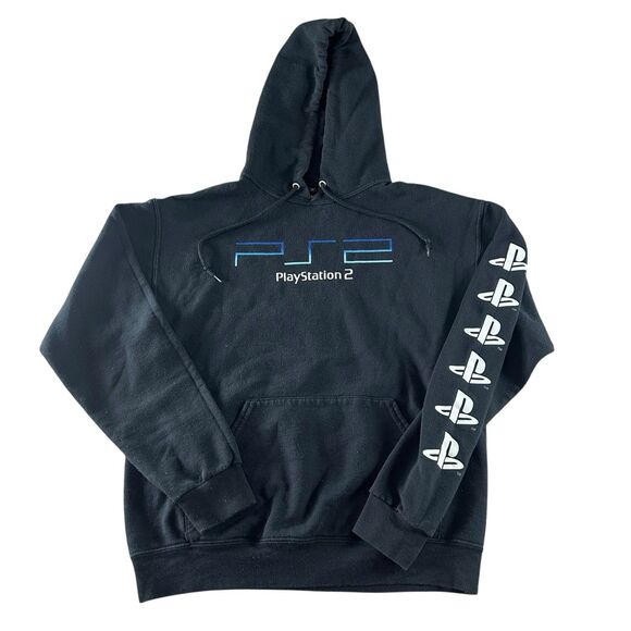 Vintage Sony Playstation 2 Sweatshirt Hoodie Medium Black PS2 Logo Graphic Y2K - Picture 1 of 8